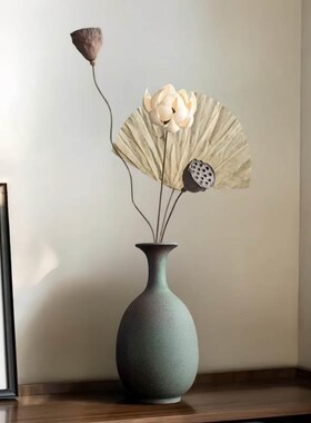 新中式玄青瓶黑色陶瓷花瓶摆件玄关装饰禅意O茶室干花插花古风花