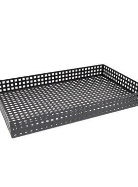 金属黑色网格托盘摆件镂空长方形样板房家居客厅茶桌收纳软装饰品