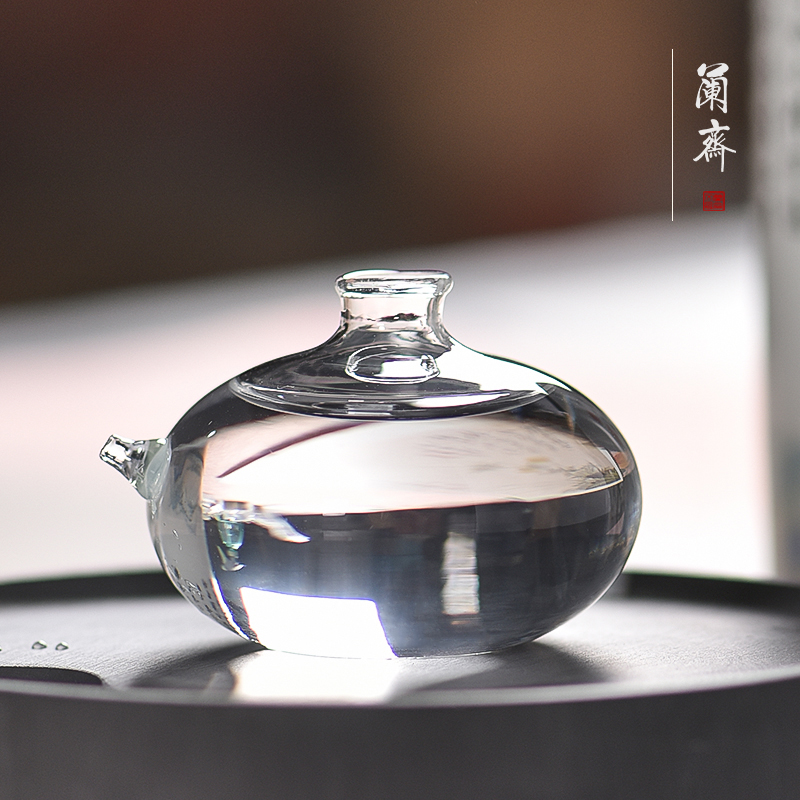 兰斋 明镜水滴玻璃制透明k砚滴砚台磨墨用水滴文房毛笔用水盂笔洗