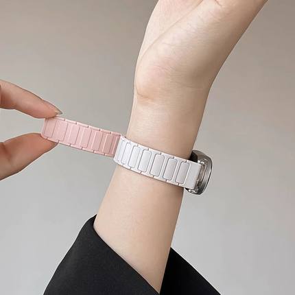 适用小米手环10/9/8表带3/4/5/6/7硅胶磁吸腕带通用NFC版八九十代替换手表带高级感小清新创意拼色男女款运动