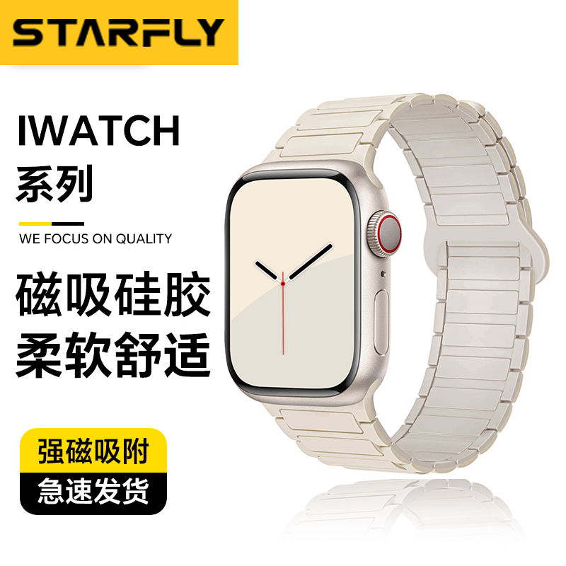 适用iWatch手表装甲硅胶磁吸表带