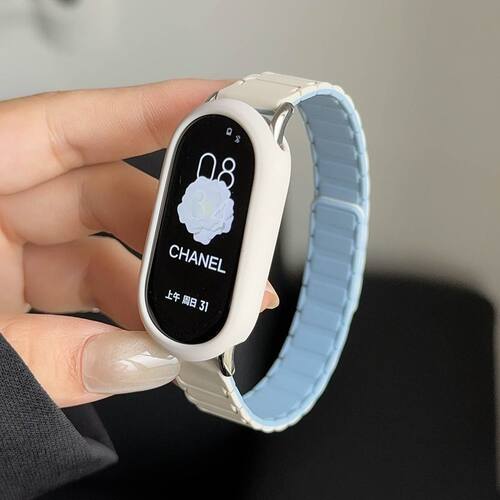 适用小米手环10/9/8磁吸硅胶表带