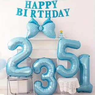 32寸糖果蓝色数字气球儿童宝宝周岁生日场景派对拍照氛围道具装饰