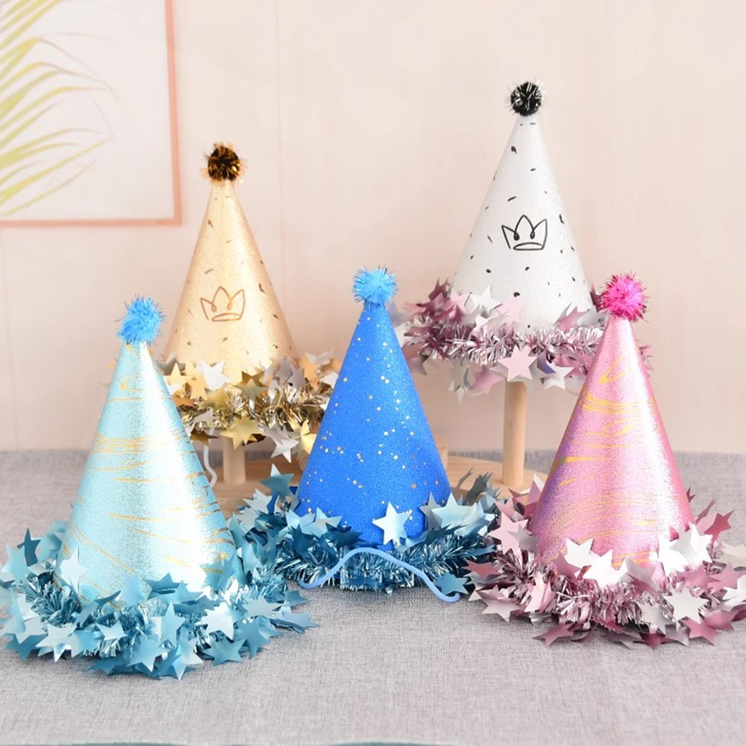 小红书星星儿童生日氛围高级流苏礼帽拍照少女道具烘焙派对装饰品图片