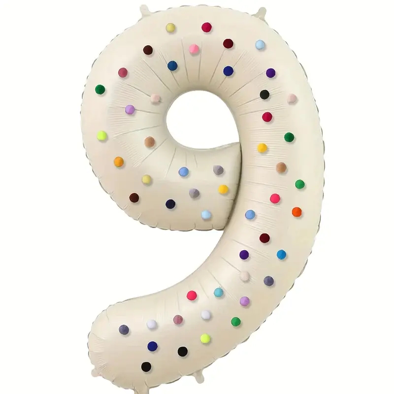 网红40寸彩色毛球奶油数字气球儿童成人生日派对装饰户外场景布置