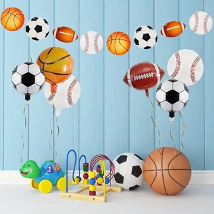 新款运动会主题篮球足球拉旗儿童生日派对男孩场景装饰布置道具品