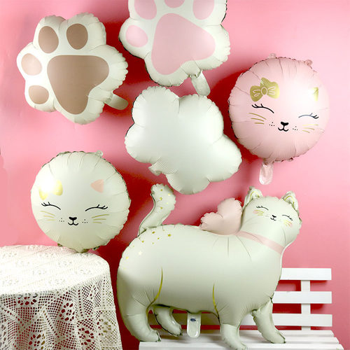 ins哑光卡通宠物猫狮子熊猫气球儿童生日周岁派对装饰礼物品拍照