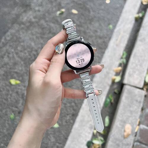 适用华为gt6手表带不规则拼皮gt5/4细款watch4闪钻gt2pro女款表带