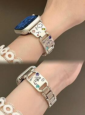 适用于iQOOwatchGT表带线条小狗手镯vivo gt高级金属镶钻女款表带