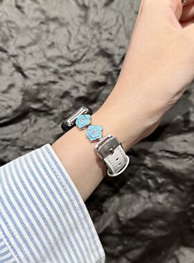 适用于华为手环10新款山茶花9nfc牛仔皮手表带8华为fit4女生3表带