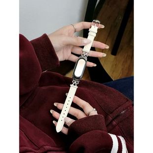 9pro红米watch4 8金属蝴蝶结拼皮表带小米8 5女 适用小米手环10