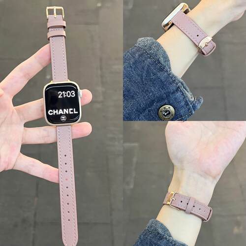 适用S11/S1042mm表带春夏新款细版小羊皮iwatch9/s8/s7/41mm表带
