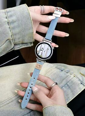 适用华为手表GT5表带watchGT4/3/2pro牛仔扎染kt猫小众女细款腕带