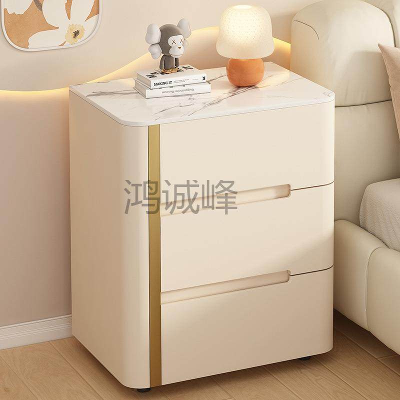 Hc实木床头柜简约现代轻奢主卧室意式极简收纳柜创意设计感床头桌