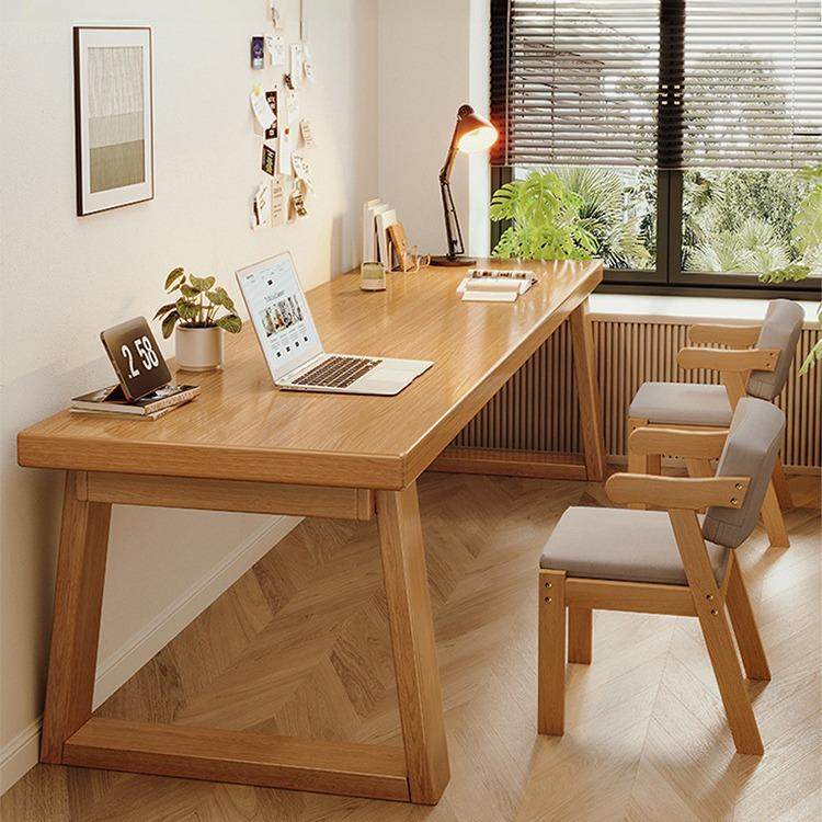 双人书桌学生家用电脑桌实木腿学习桌子简易办公桌长条桌大工作台