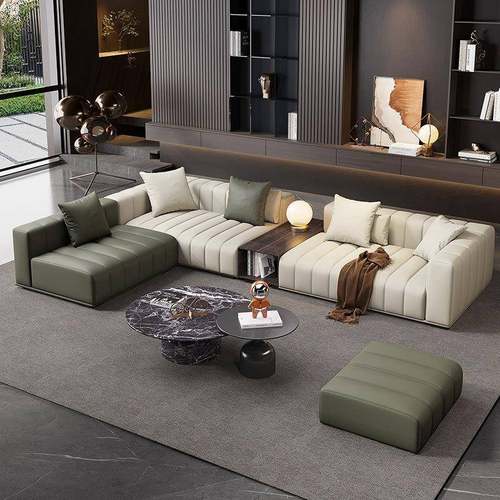 意式轻奢钢琴键真皮沙发Freeman极简客厅别墅大平层转角贵妃组合