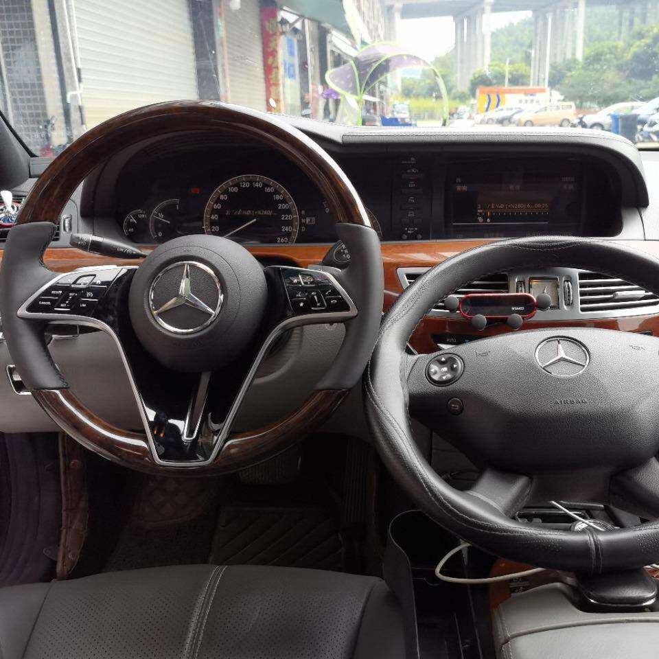 适用奔驰s级方向盘改装s350桃木方向盘总成W221S300S400S500s600