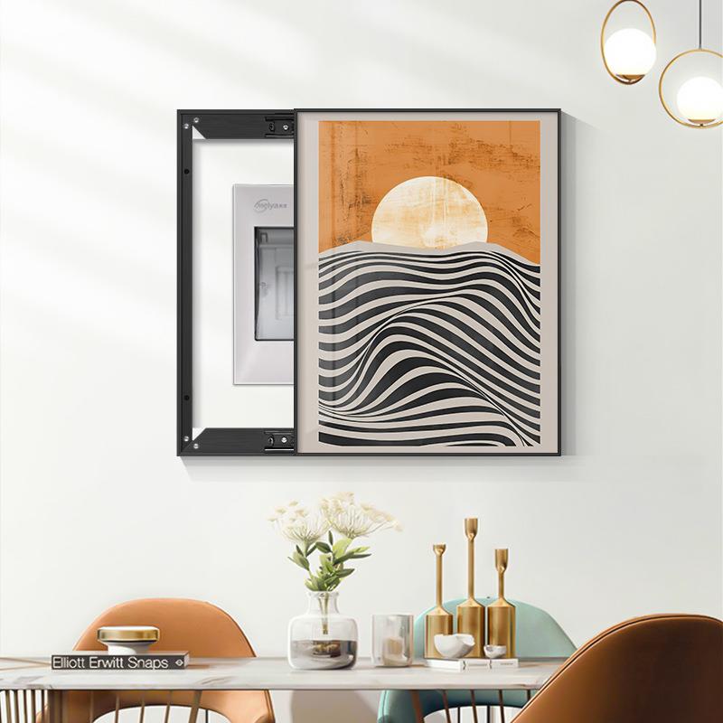 北欧抽象电表箱画装饰画免打孔高端配电箱电闸壁画竖款遮挡挂画