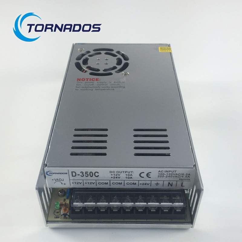 350W12V24V双路输出开关电源12V10A+24V10A双组直流电源D-350C