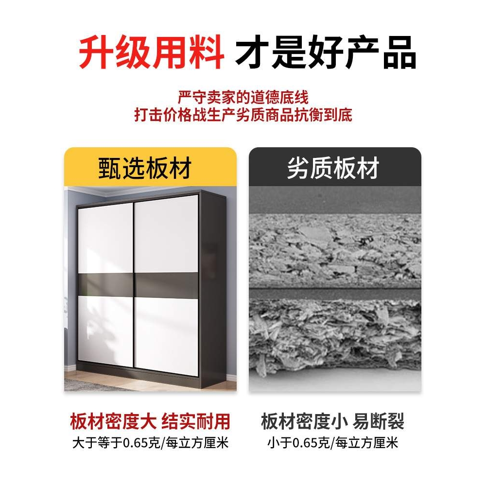 W出租房用小户型儿童收纳储物*简易衣柜家用卧室实木推拉门经济型