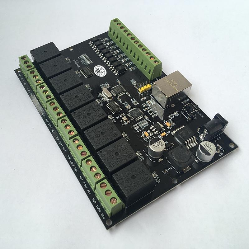 8路网络继电器开关控制器以太网TCP/IP继电器MODBUSTCP组态王PLC