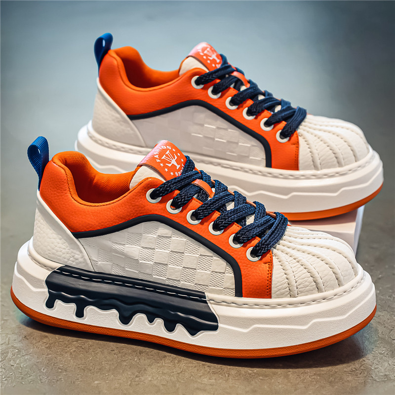 2026春款拼色时尚贝壳头厚底板鞋男小众潮流面包鞋轻便运动休闲鞋