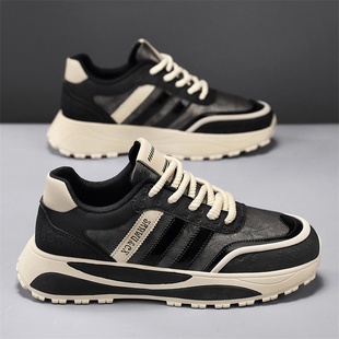 网红爆款男鞋2025新款秋季潮牌百搭高级感运动休闲增高黑色老爹鞋