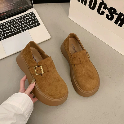 复古美拉德勃肯鞋女2025春季新款厚底增高单鞋全包博肯钓鱼乐福鞋