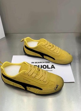 赛车鞋姜黄色薄底德训鞋男女同款2026春秋季新款百搭情侣款板鞋男