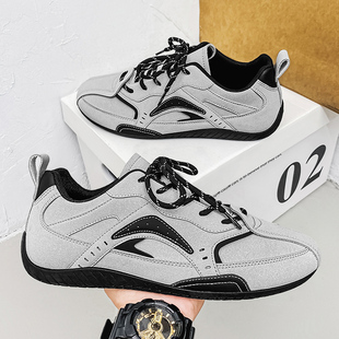 阿甘男鞋秋季防滑软底运动休闲平底板鞋学生青少年德训复古赛车鞋