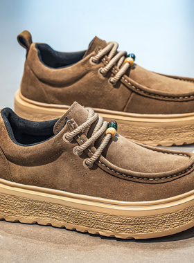 春季勃肯鞋松糕厚底德比鞋男鞋板鞋皮面磨砂皮休闲鞋复古工装潮鞋