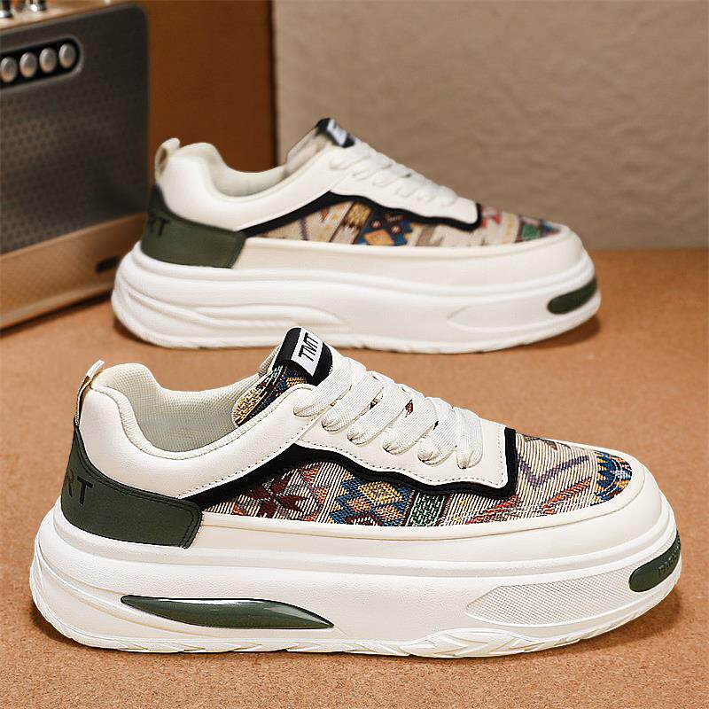 帆布鞋男鞋春夏潮流百搭学生运动休闲厚底板鞋印花增高防滑布鞋