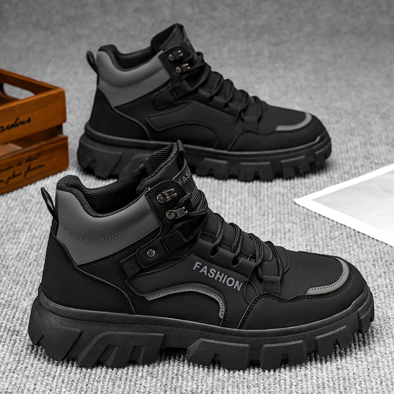 男鞋高帮鞋秋季2025新款黑色工作劳保鞋久站不累脚工装马丁靴男款