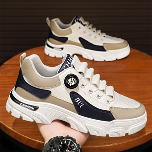 旋转纽扣运动鞋男款秋季工装鞋子2025新款小众低帮马丁鞋运动板鞋