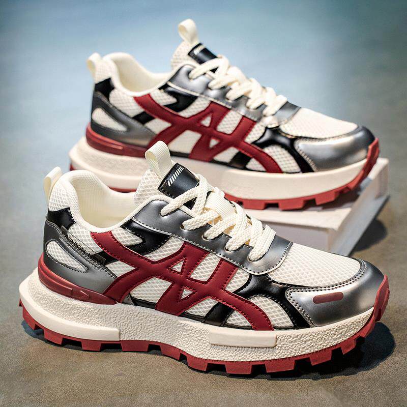 运动鞋男款秋季透气2025新款青少年潮牌厚底增高老爹鞋港风跑步鞋