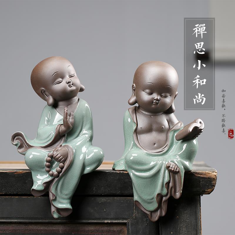 创意新中式禅意小和尚摆件陶瓷家居装饰品客厅办公室茶道工艺摆设