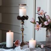 蜡烛烛台做旧覆古天然鸵鸟毛插羽毛容器北欧欧式 ins风格 餐桌摆件