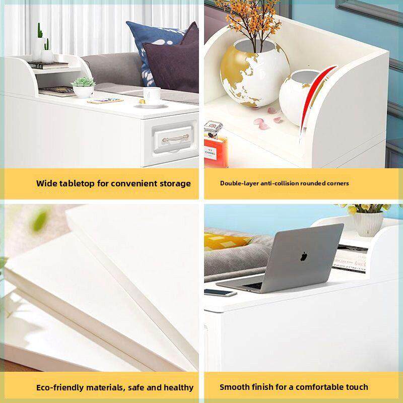 沙发欧式边柜侧边柜简约长方形落地茶水几夹缝扶手储物收纳柜两用