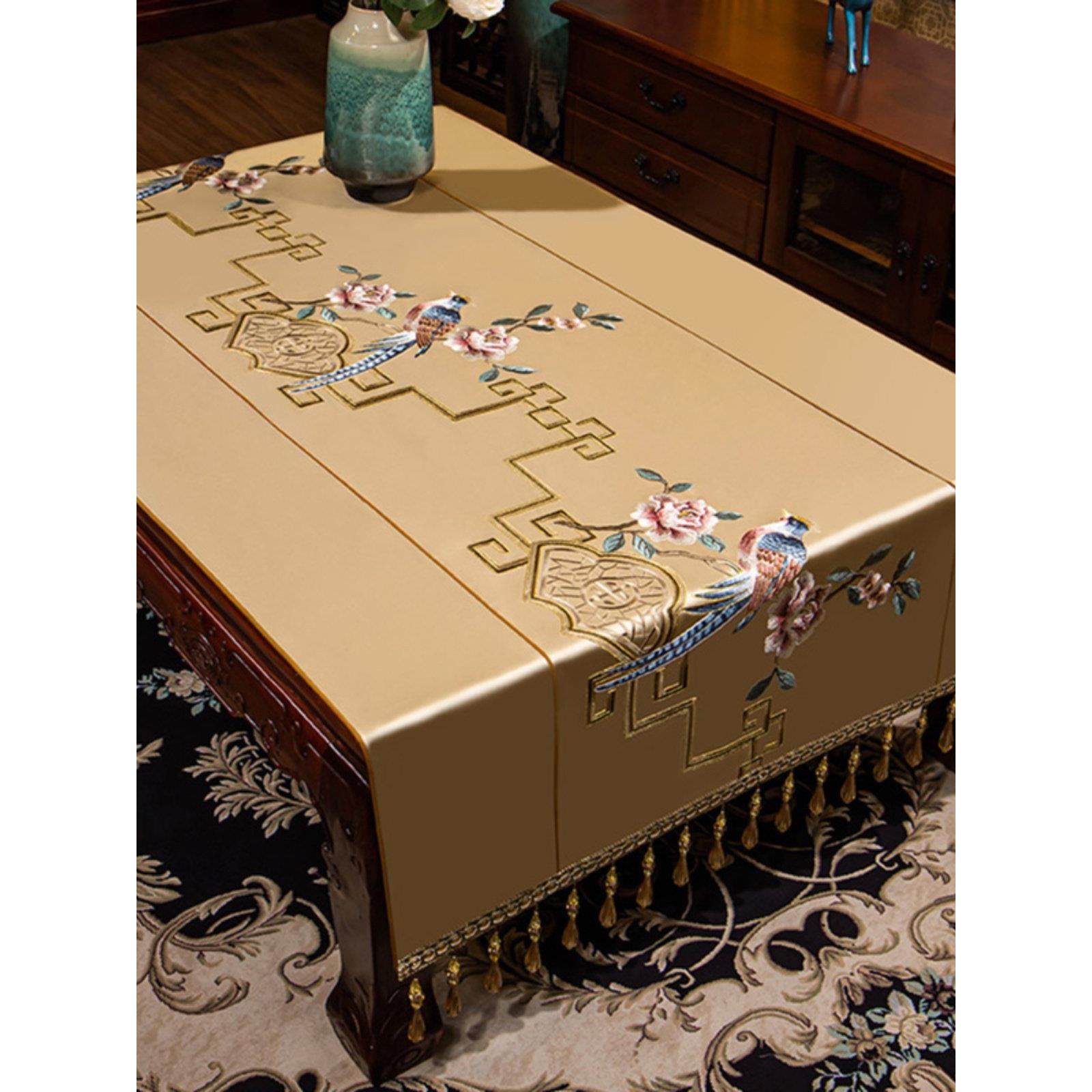 北欧茶几桌布现代简约长方形电视柜盖巾客厅餐桌垫布艺中式茶几布