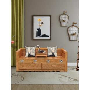 中式全实木小户型罗汉床午休床实木新中式小床一米八双人床折叠床