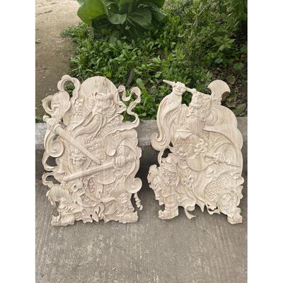 东阳木雕中国古典实木覆古入口门彷古木挂件门神雕画