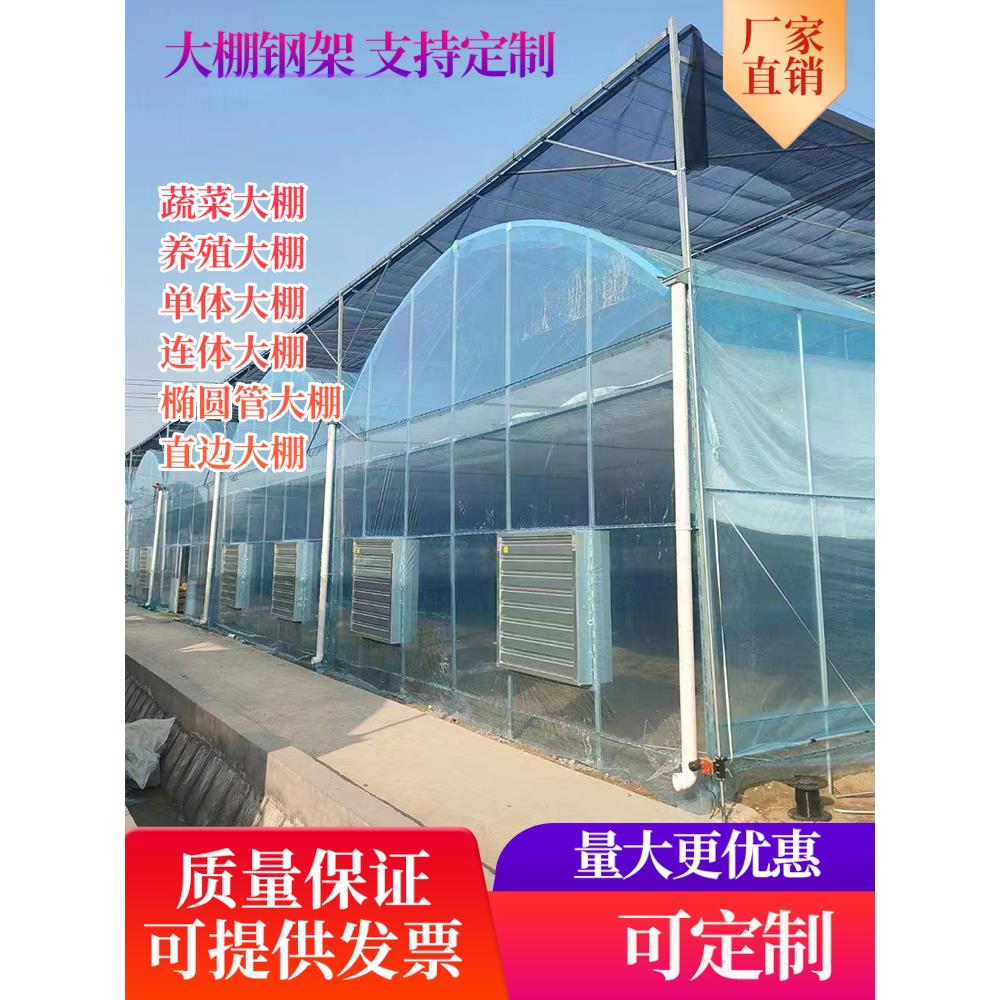大棚钢管骨架玻璃连栋温室蔬菜种养殖大棚全套热镀锌椭圆牛羊猪舍