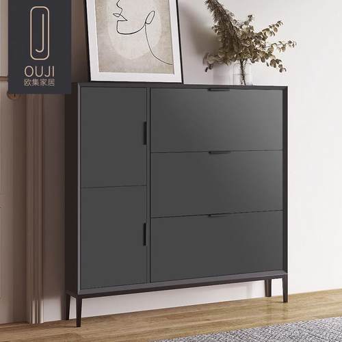 意式极简超薄鞋柜家用门口入户大容量玄关省空间小户型收纳翻斗柜