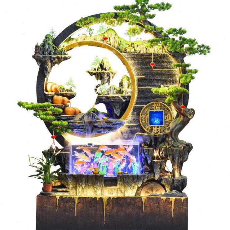 玄关水景大型假山流水喷泉落地摆件皇礼墙景观客厅装饰品庭院屏风