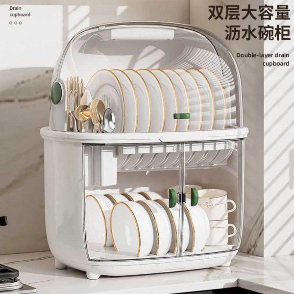 颜值带盖装餐具厨房沥水碗碟筷子收纳盘碗柜放碗子家用高箱置物架