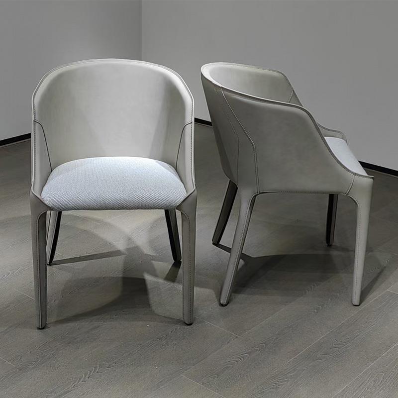 意式高端马鞍皮轻奢靠背椅设计师北欧新款简意现代咖啡厅椅餐椅