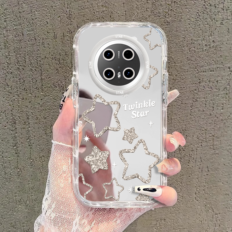 适用于华为Mate70pro+手机壳新款60镜面全包网红mate50E闪粉星星40epro创意时尚女款硅胶30防摔mate20保护套