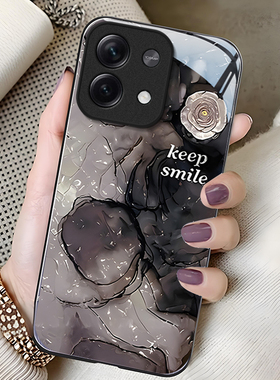 晕染花朵适用红米note13手机壳简约14ProPlus唯美创意15Pro+高级感女款12Turbo全包防摔11/10玻璃壳radmi轻奢