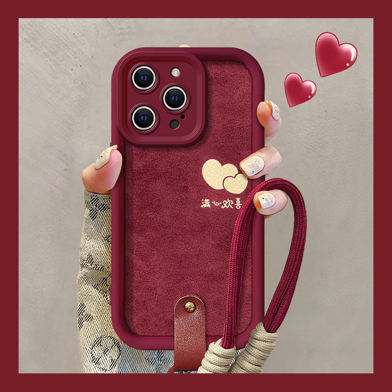 适用苹果16promax手机壳新款iphone15pro硅胶14满心欢喜13可爱女网红12秋冬11挂绳xsmax高级8plus镜头7p全包