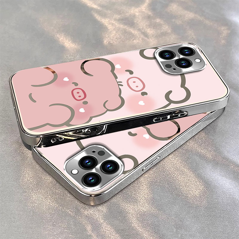 适用苹果16promax手机壳新款iphone15pro镜面14防摔13可爱女12网红xsmax晕染英文8plus电镀7p高级6s全包se2潮
